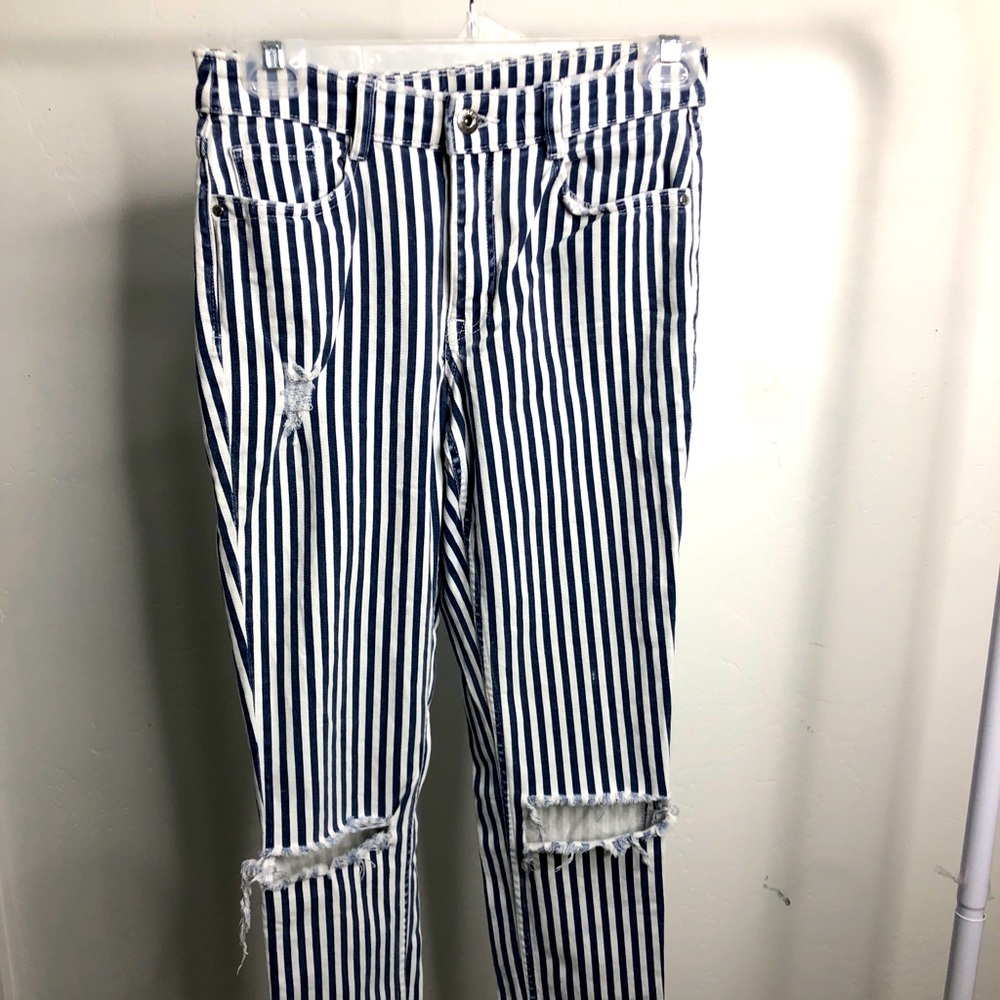 h&m stripped skinny jeans